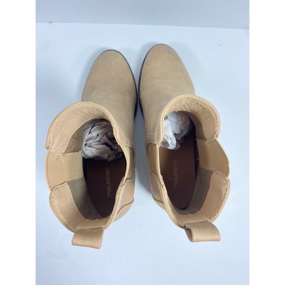 Tan Ankle Boots Size 7.5 Western Pull On Maurices Abigail Chelsea Block Heel - Picture 11 of 12